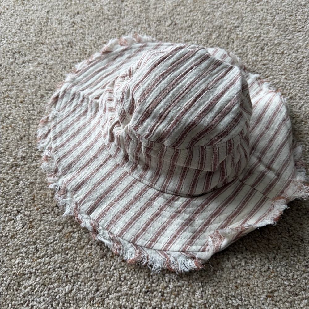 Rylee + Cru Burnt Orange & Cream Hat with Stripes